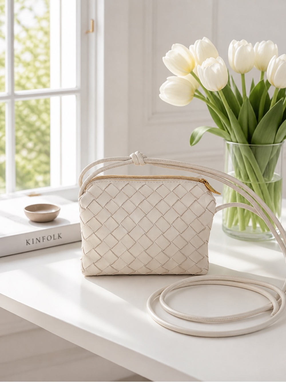 Bottega Veneta Nappa Intrecciato Mini Loop Camera Bag White 💫